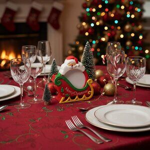 Jolly Santa 5-Piece Christmas Coaster Set With Sleigh‎ Holder